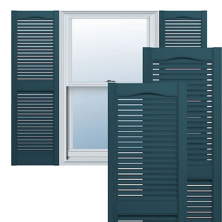 Mid-America Vinyl, Standard Size Cathedral Top Center Mullion, Open Louver Shutter, 11448166